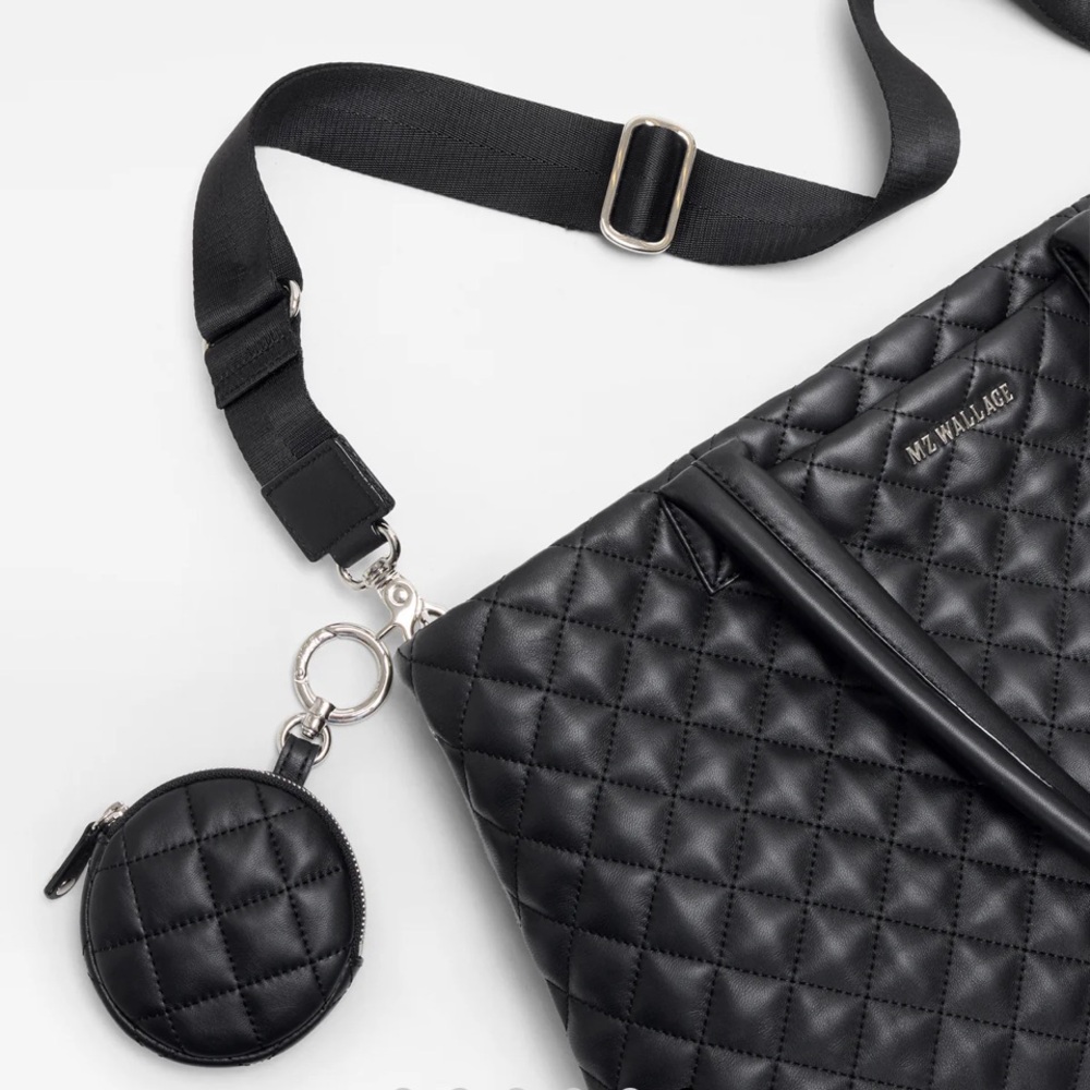 MZ Wallace Black Quilted Leather Small Metro Tote with Long Handle - Picture 3 of 8